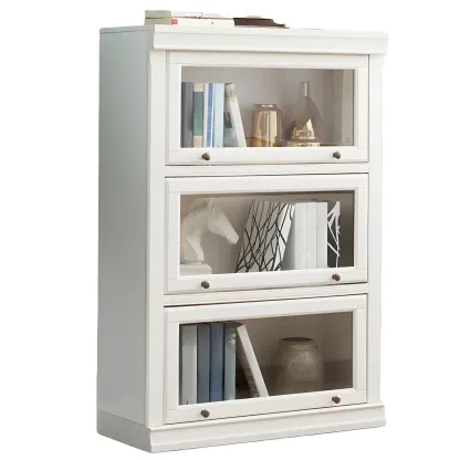 3-Tier Contemporary White Wooden Vertical Bookcase Image - 10