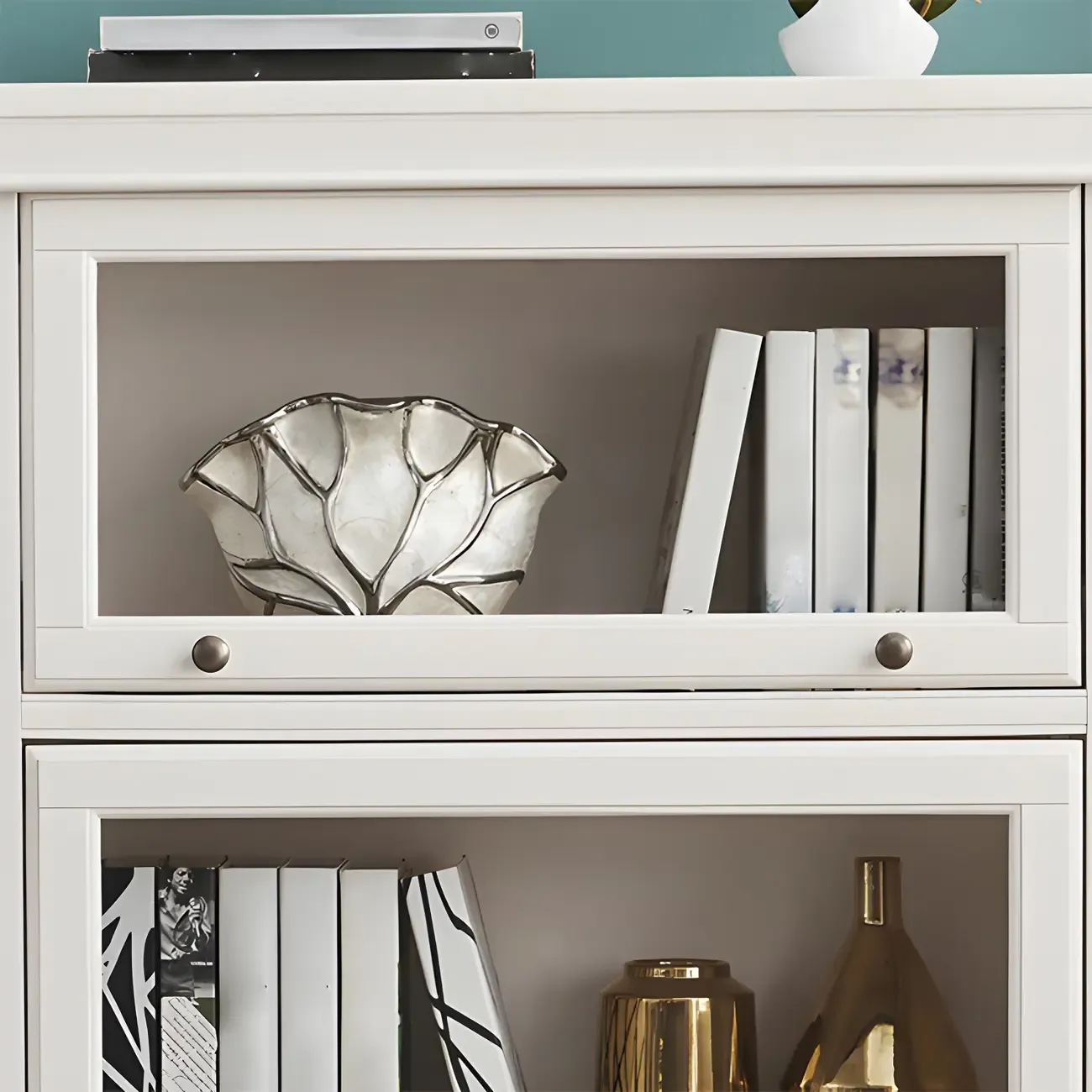 3-Tier Contemporary White Wooden Vertical Bookcase Image - 13