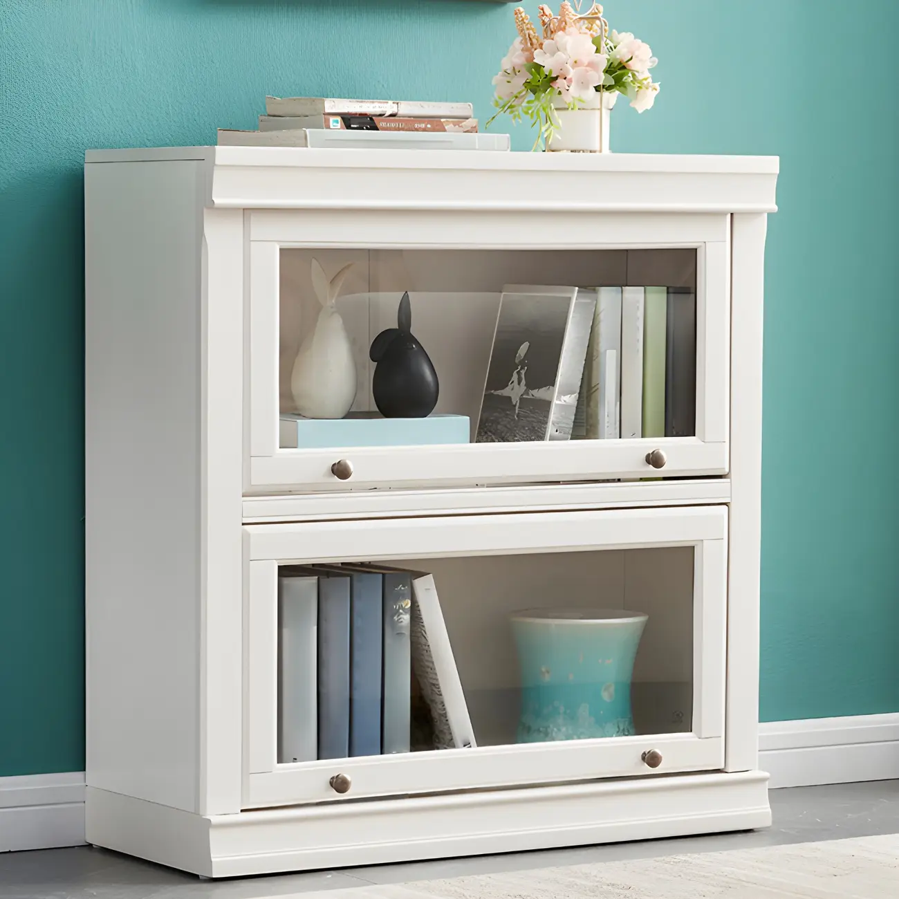 3-Tier Contemporary White Wooden Vertical Bookcase Image - 15 | homeyfad