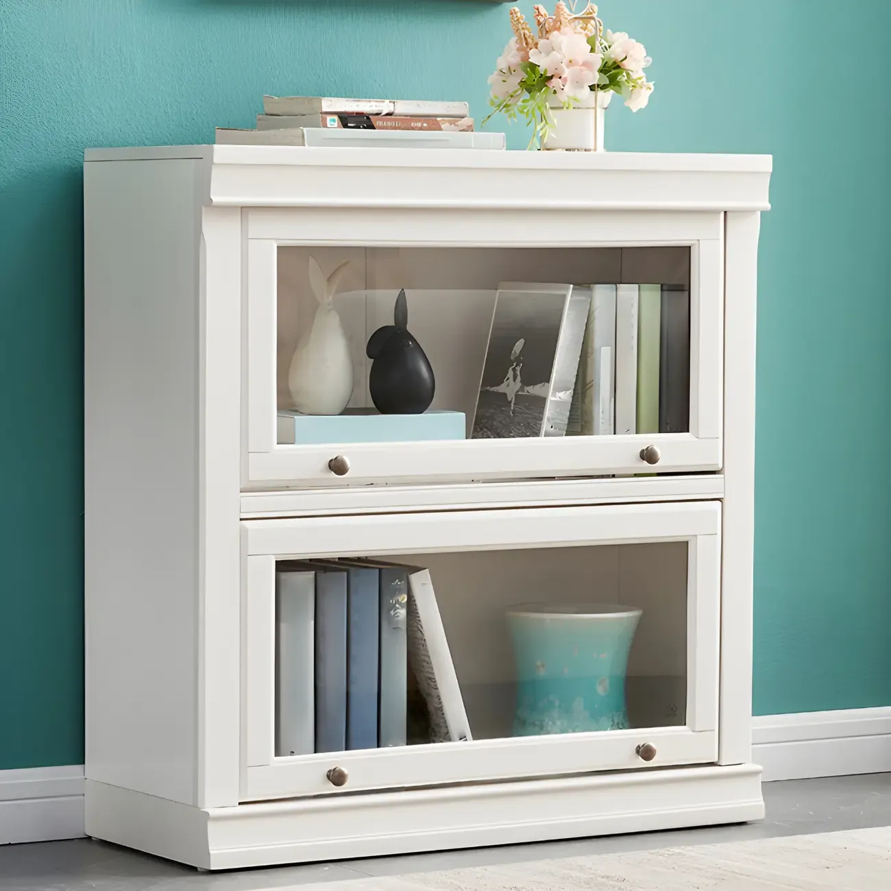 3-Tier Contemporary White Wooden Vertical Bookcase Image - 15