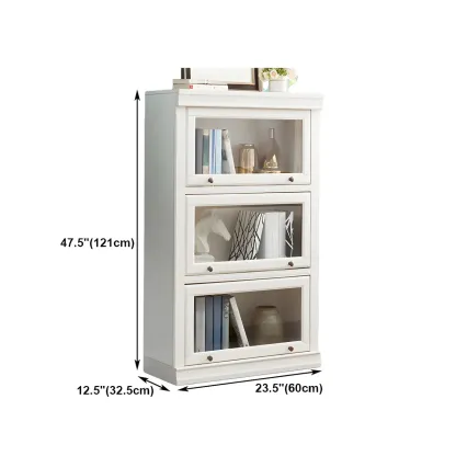 3-Tier Contemporary White Wooden Vertical Bookcase Image - 21