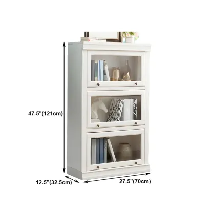3-Tier Contemporary White Wooden Vertical Bookcase Image - 22