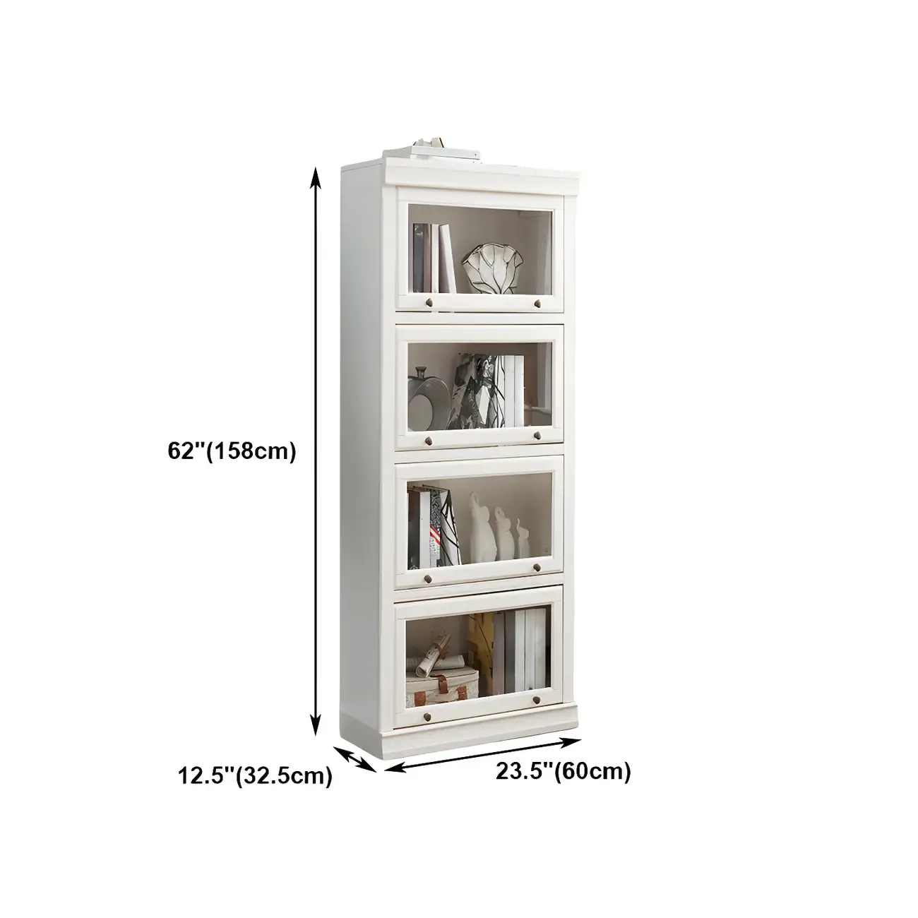 3-Tier Contemporary White Wooden Vertical Bookcase Image - 24