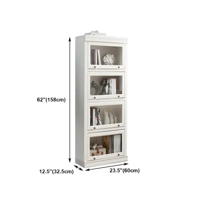3-Tier Contemporary White Wooden Vertical Bookcase Image - 24