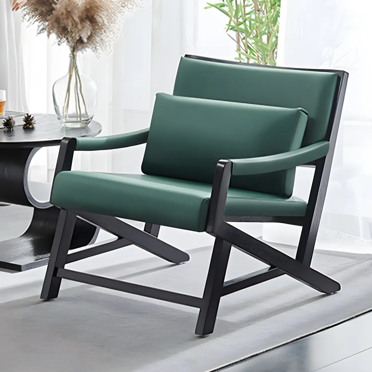 Modern Faux Leather Lounge Chair with Pillow Back | homeyfad