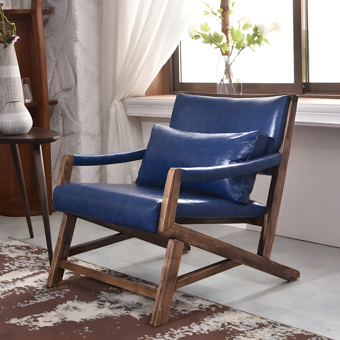 Modern Faux Leather Lounge Chair with Pillow Back