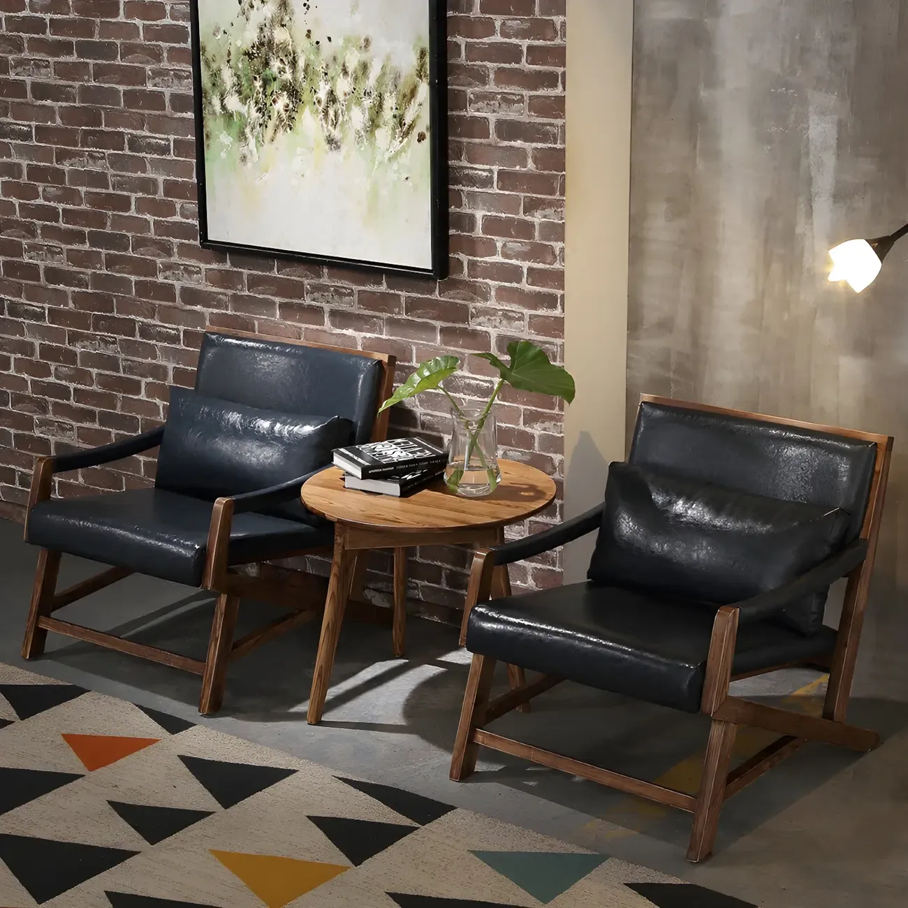 Modern Faux Leather Lounge Chair with Pillow Back