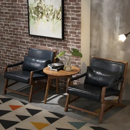 Modern Faux Leather Lounge Chair with Pillow Back