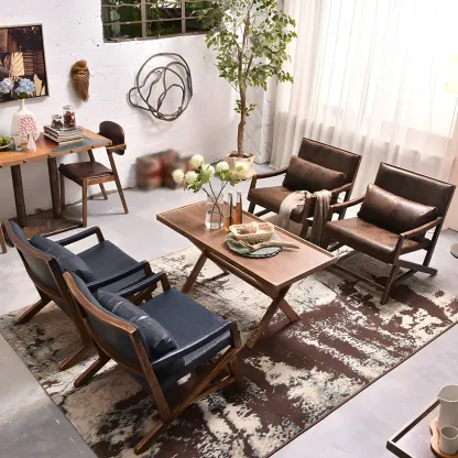 Modern Faux Leather Lounge Chair with Pillow Back