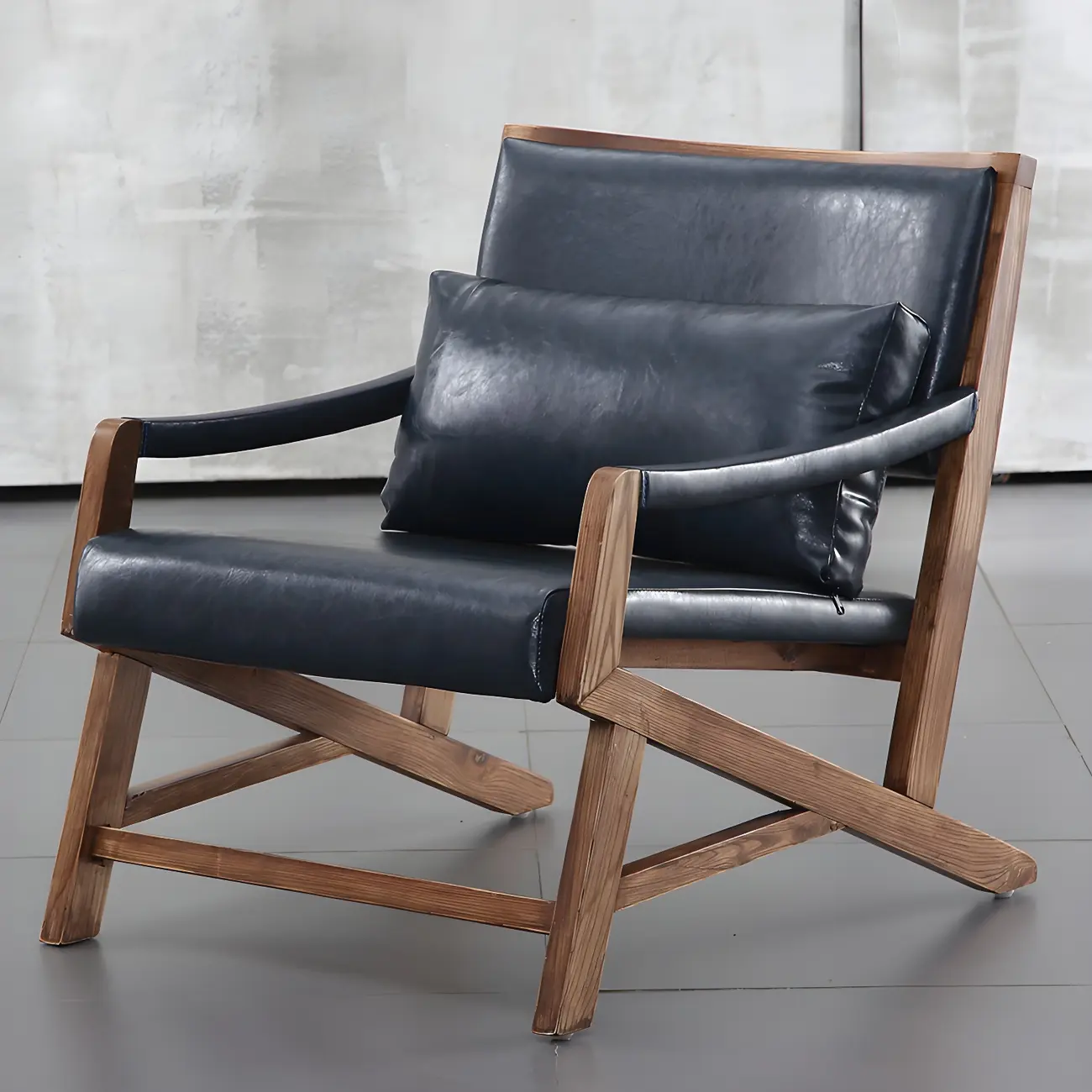 Modern Faux Leather Lounge Chair with Pillow Back | homeyfad
