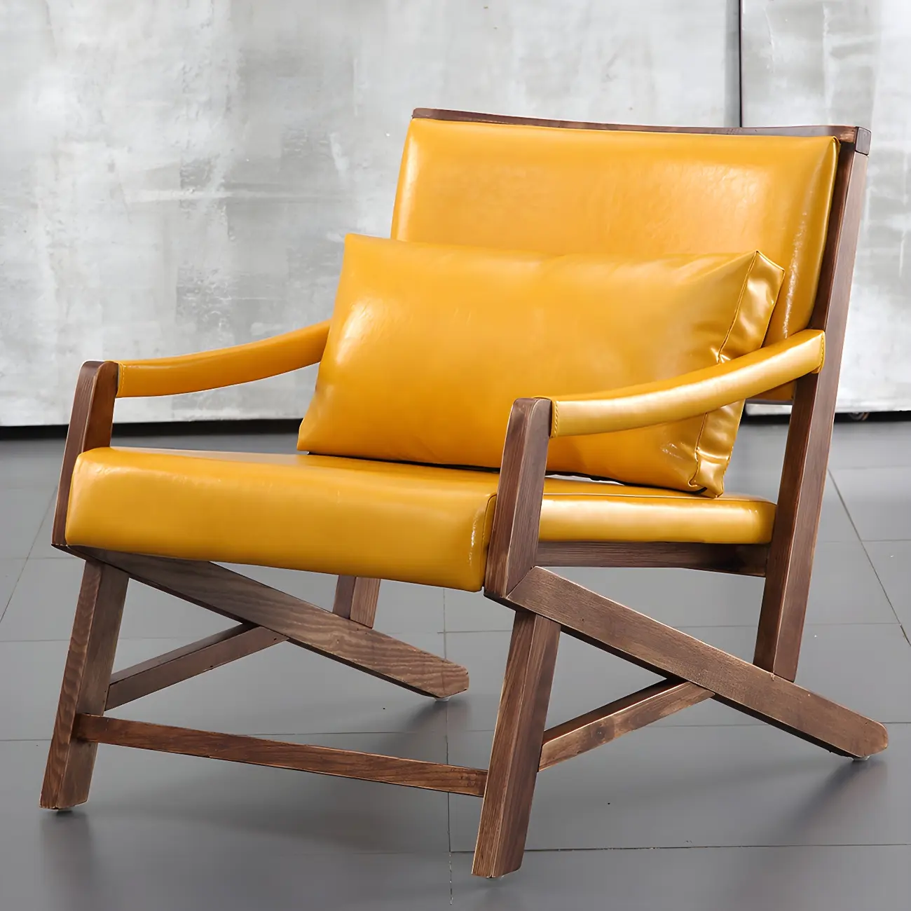 Modern Faux Leather Lounge Chair with Pillow Back | homeyfad