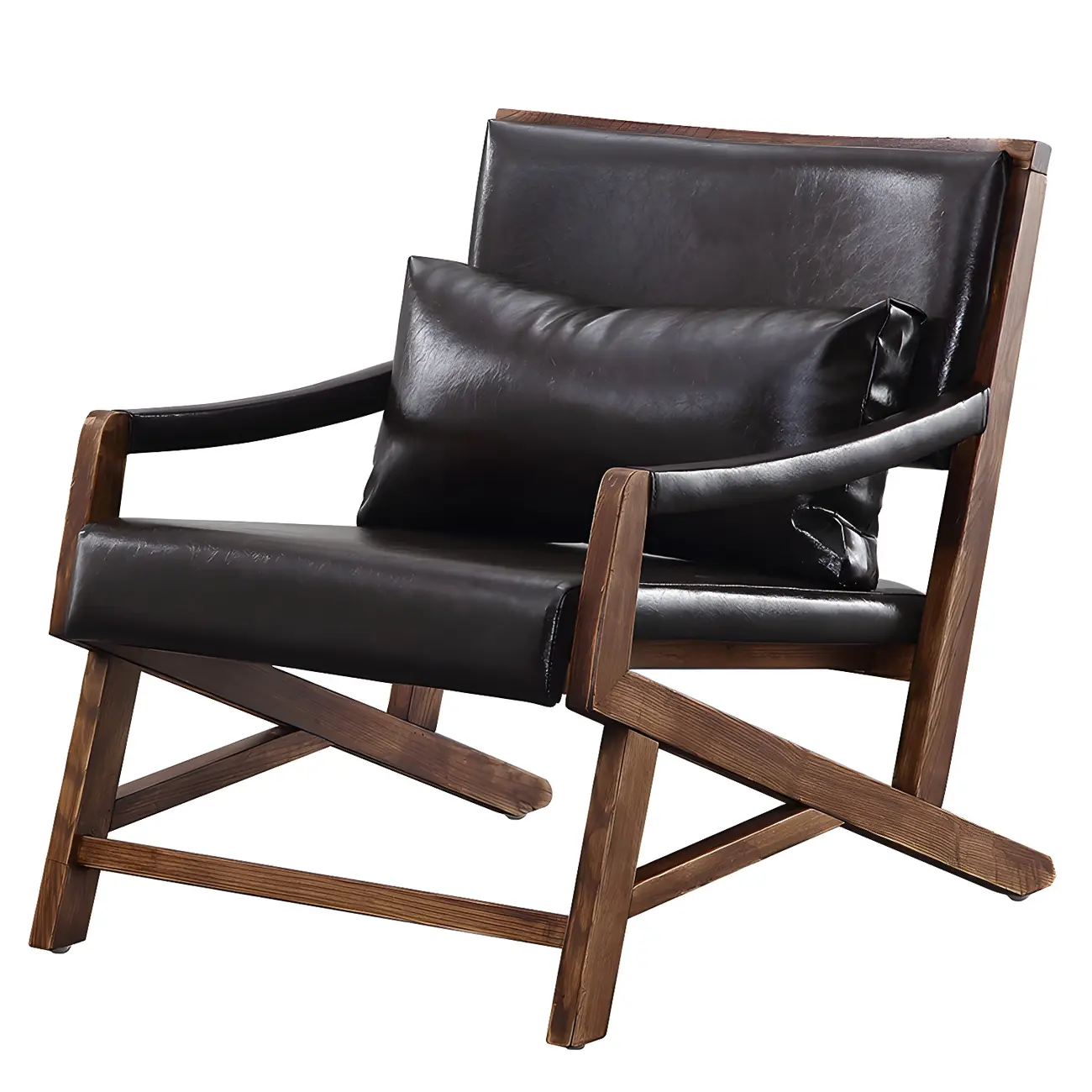 Modern Faux Leather Lounge Chair with Pillow Back | homeyfad