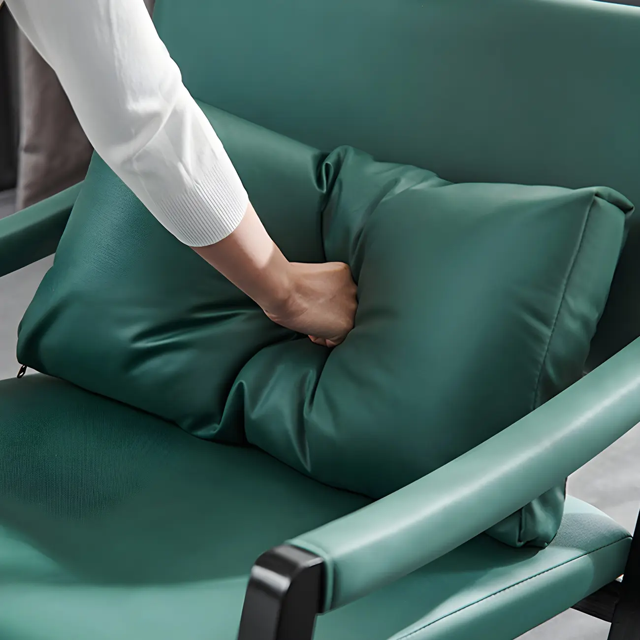 Modern Faux Leather Lounge Chair with Pillow Back | homeyfad