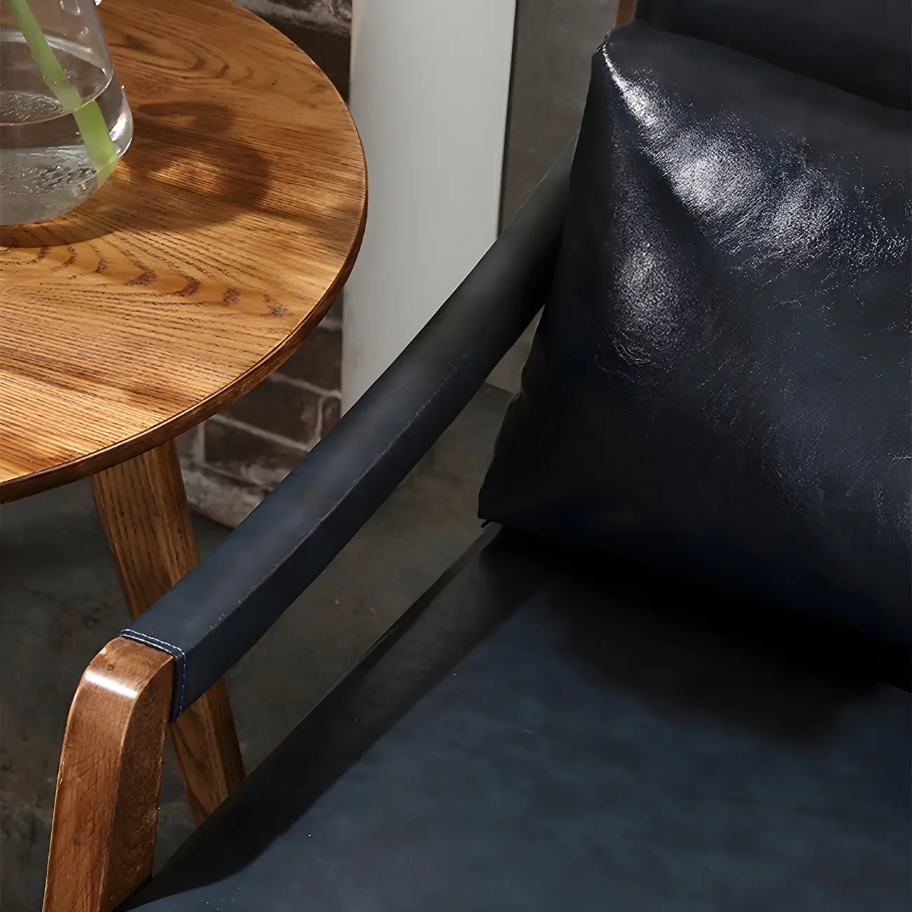 Modern Faux Leather Lounge Chair with Pillow Back | homeyfad