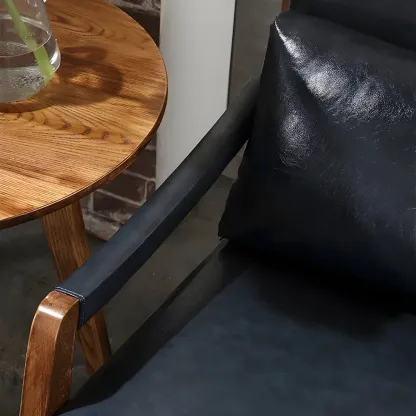 Modern Faux Leather Lounge Chair with Pillow Back