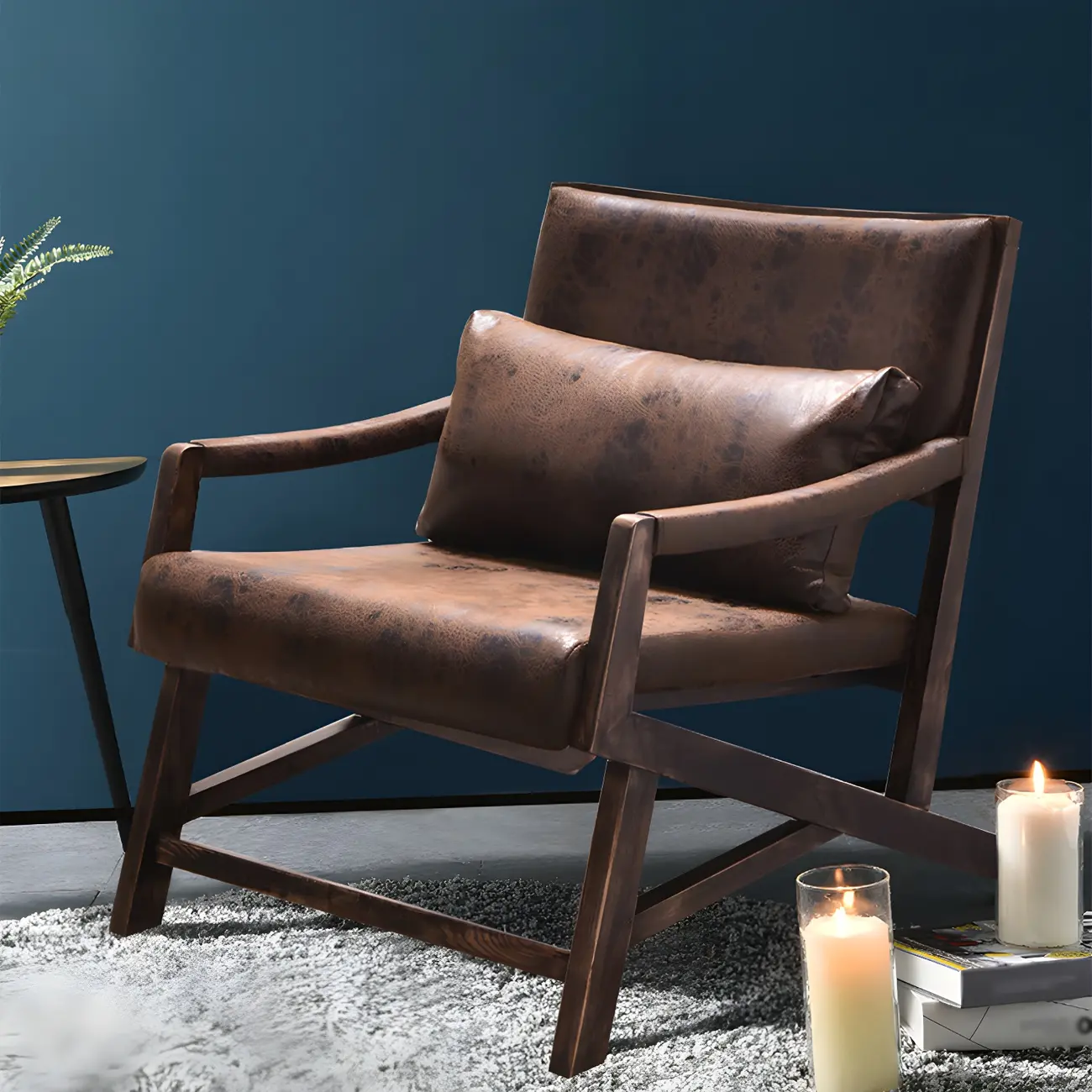 Modern Faux Leather Lounge Chair with Pillow Back | homeyfad