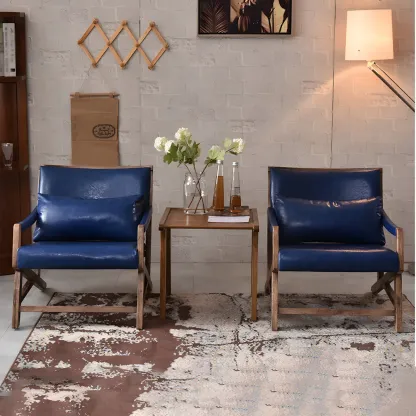 Modern Faux Leather Lounge Chair with Pillow Back