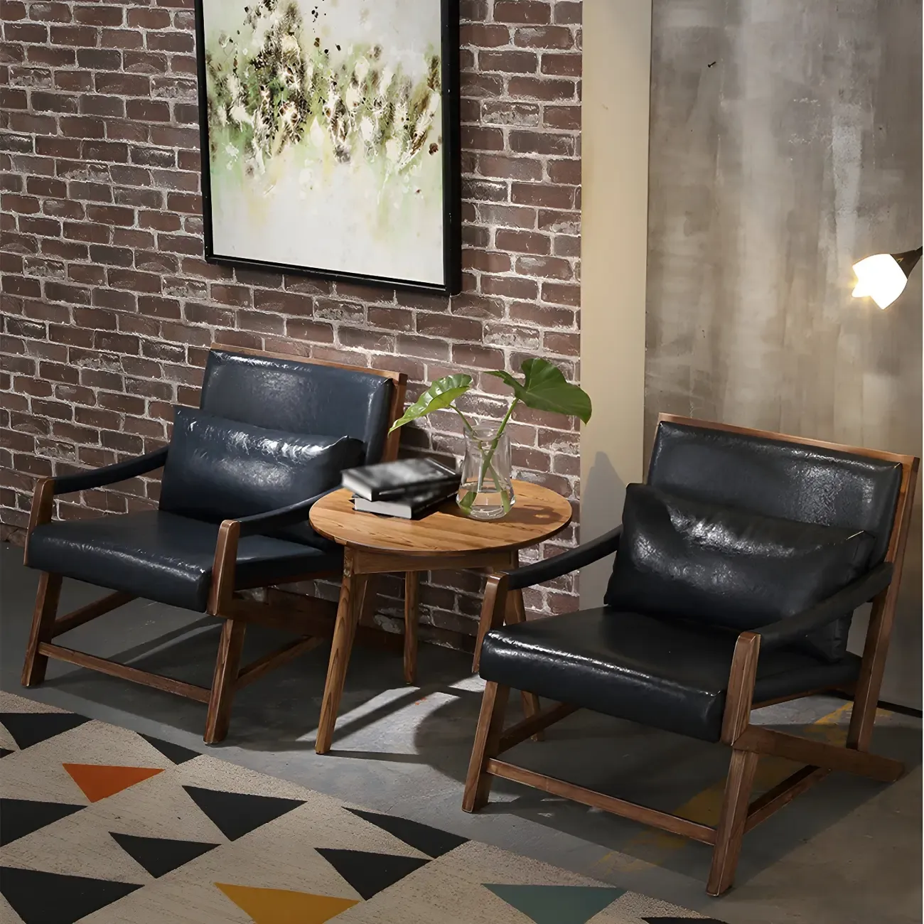 Modern Faux Leather Lounge Chair with Pillow Back