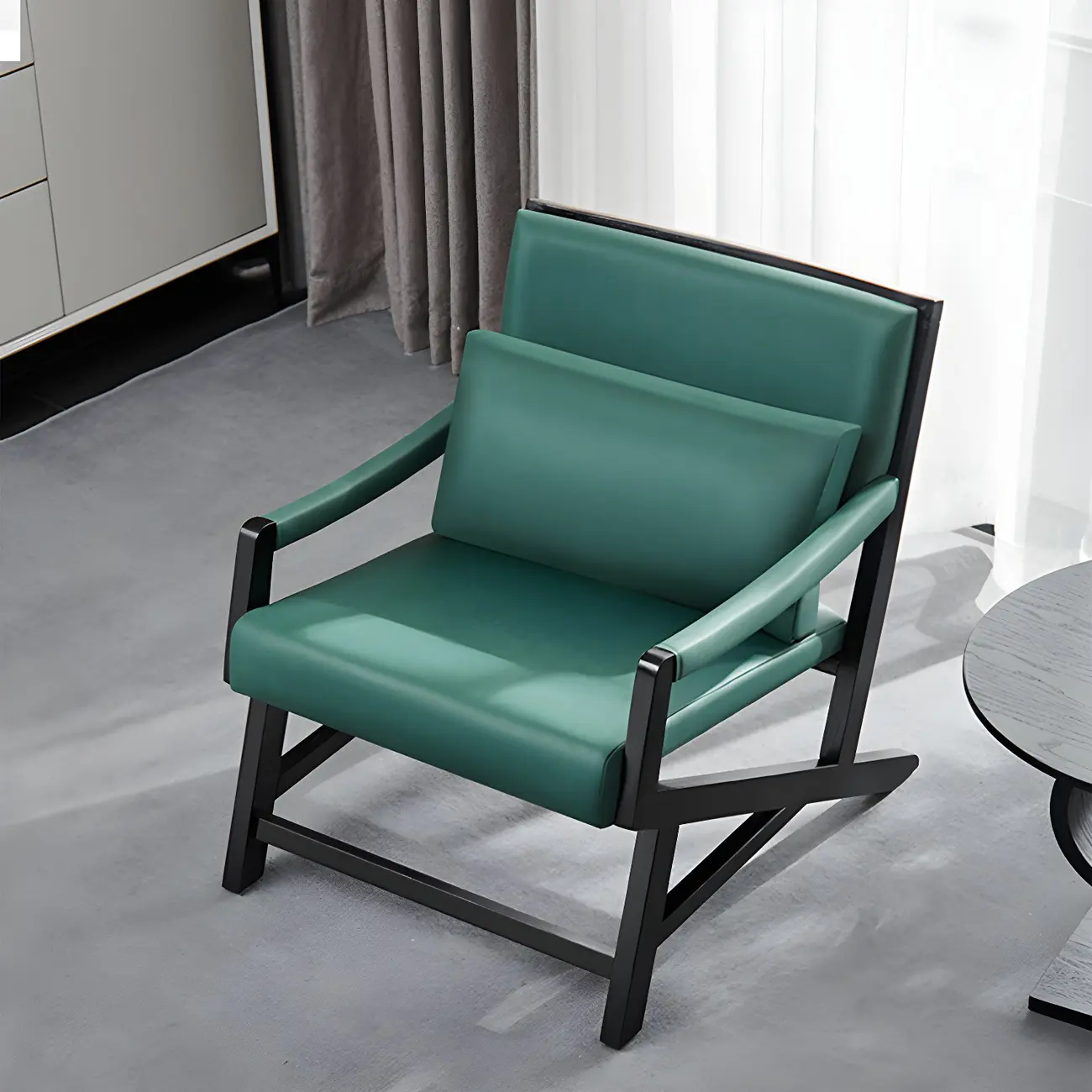 Modern Faux Leather Lounge Chair with Pillow Back | homeyfad