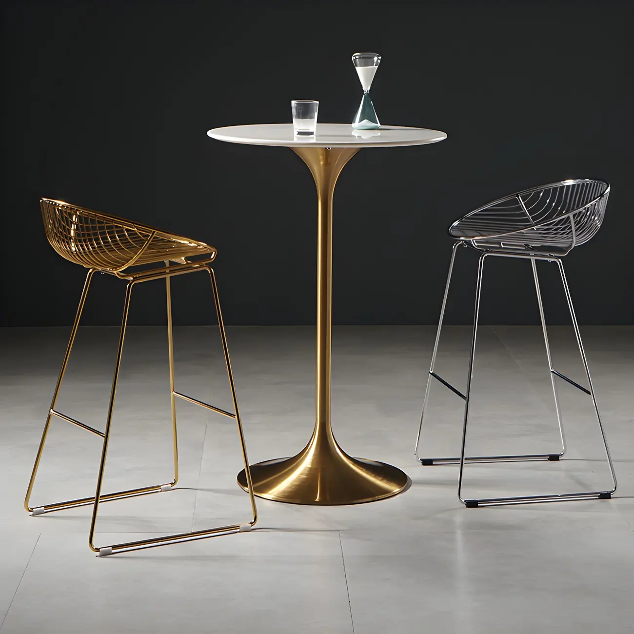 Glam Round Tall Bistro Table Pedestal Base Bar Table Image - 1 | homeyfad