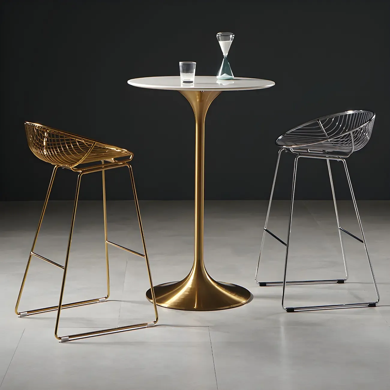 Glam Round Tall Bistro Table Pedestal Base Bar Table Image - 1