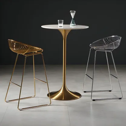 Glam Round Tall Bistro Table Pedestal Base Bar Table Image - 1