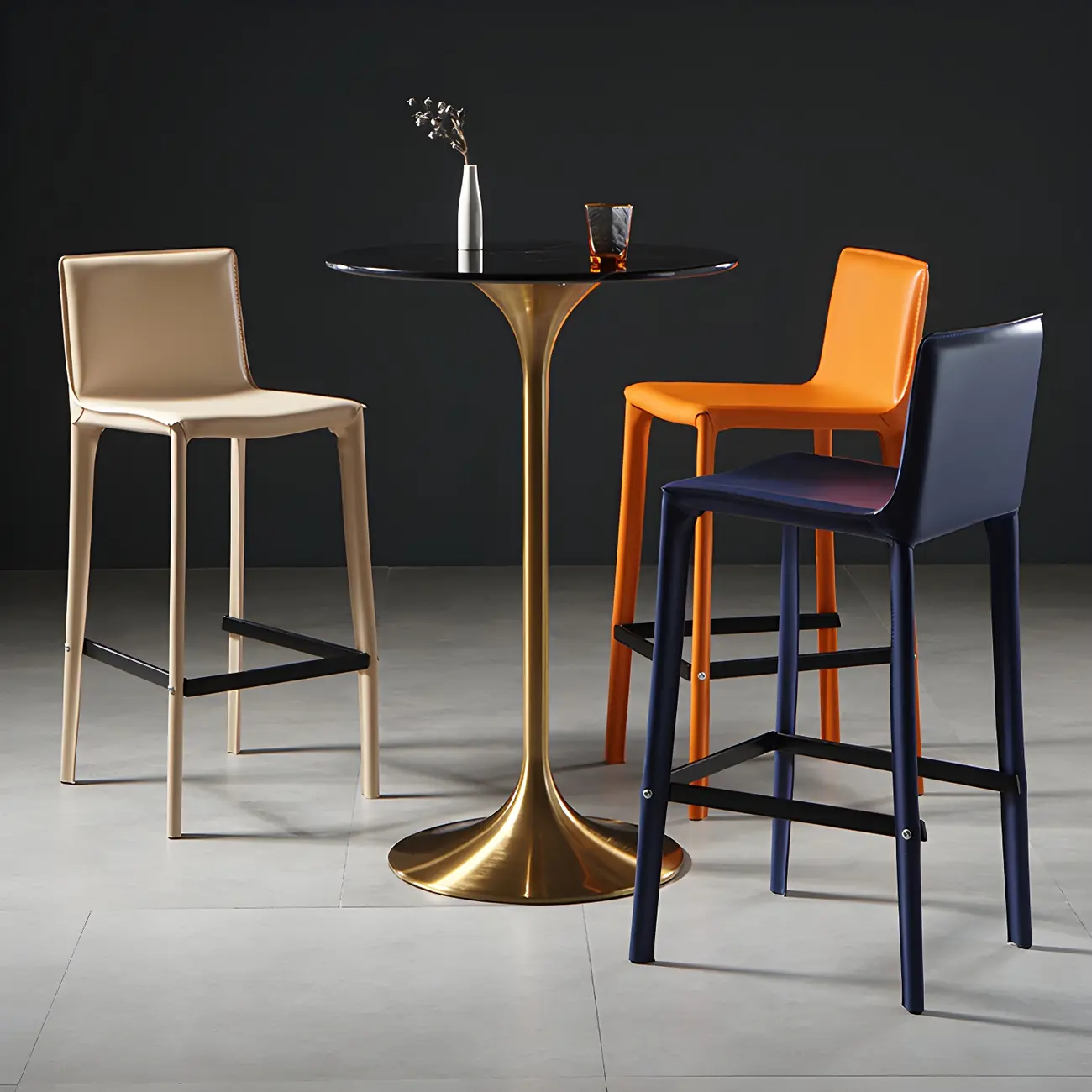 Glam Round Tall Bistro Table Pedestal Base Bar Table Image - 2 | homeyfad