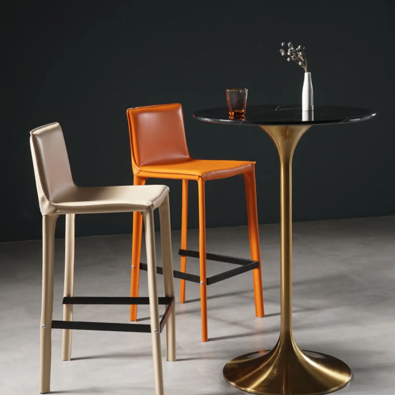 Glam Round Tall Bistro Table Pedestal Base Bar Table Image - 4 | homeyfad