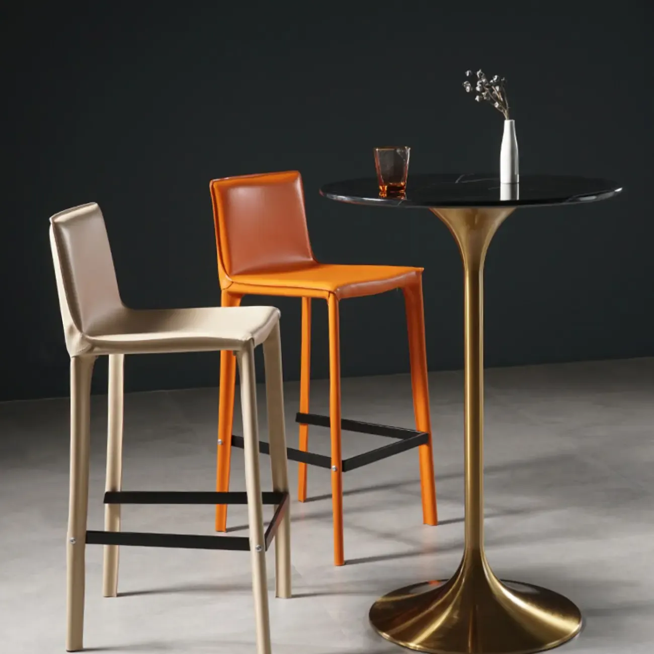 Glam Round Tall Bistro Table Pedestal Base Bar Table Image - 4