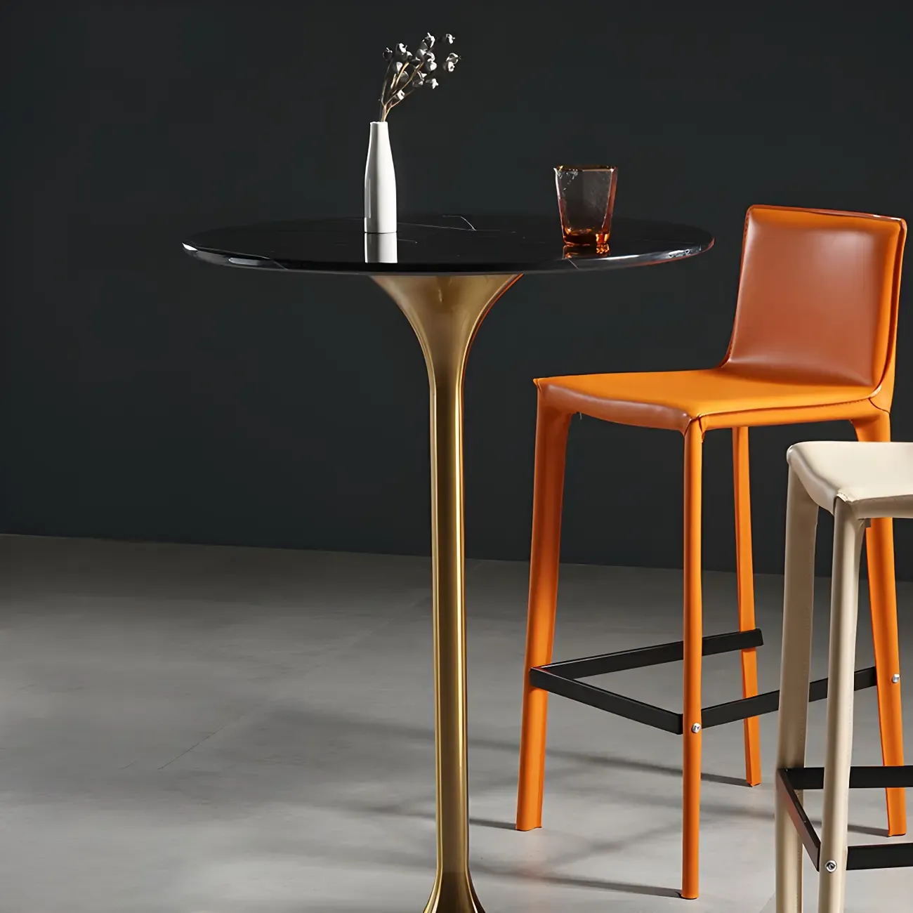 Glam Round Tall Bistro Table Pedestal Base Bar Table Image - 7