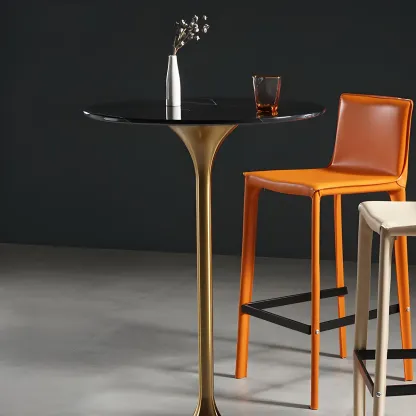 Glam Round Tall Bistro Table Pedestal Base Bar Table Image - 7