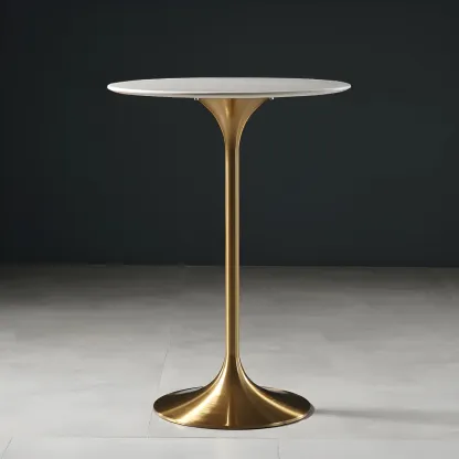Glam Round Tall Bistro Table Pedestal Base Bar Table Image - 21