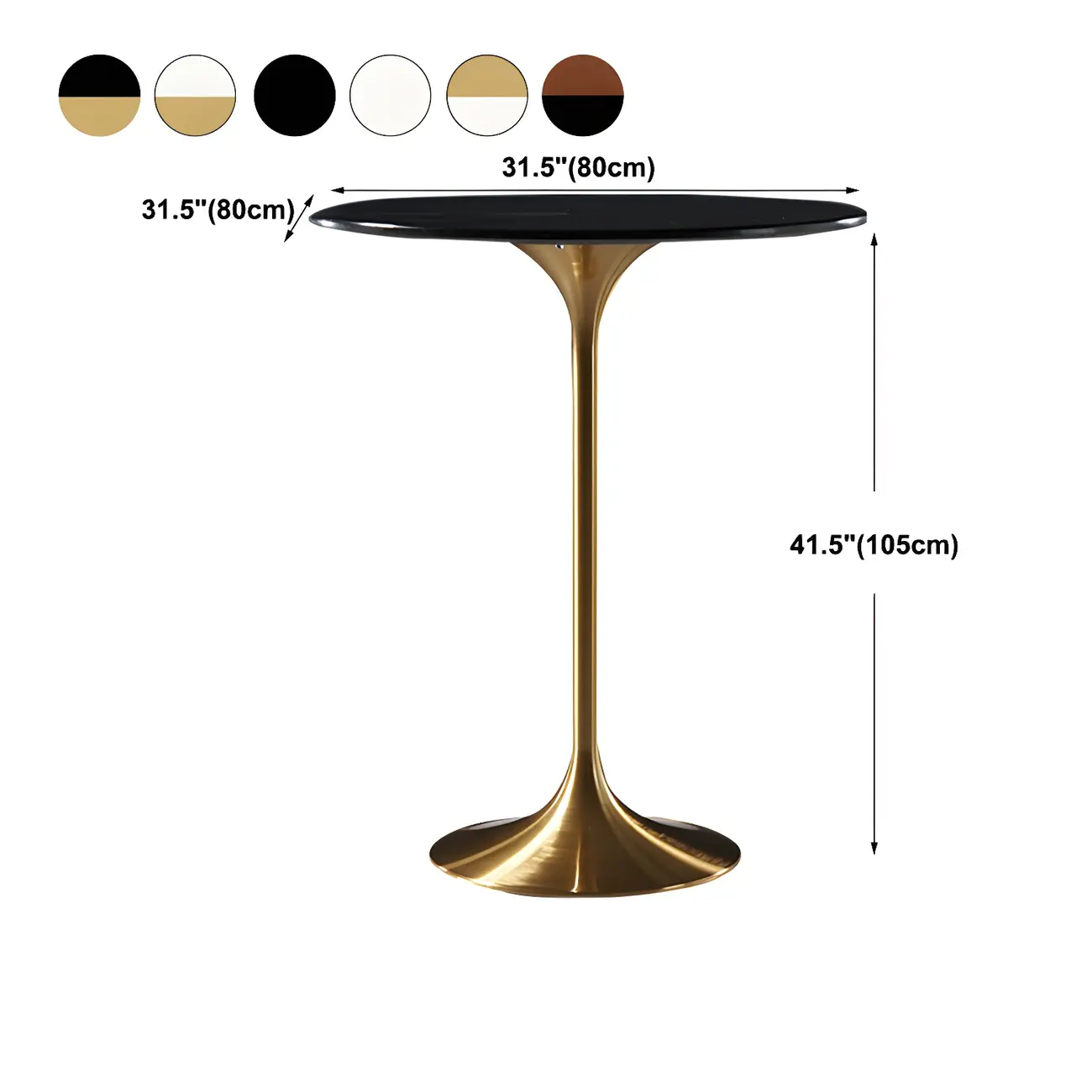 Glam Round Tall Bistro Table Pedestal Base Bar Table Image - 35 | homeyfad