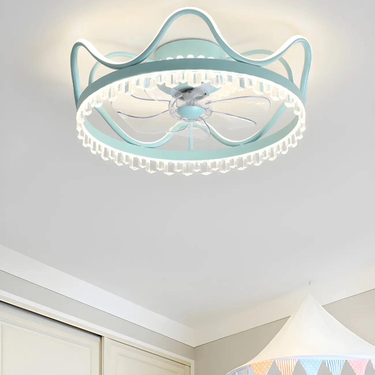 Kids Room Crown-Shaped LED Ceiling Fan with Light Image - 2 | homeyfad