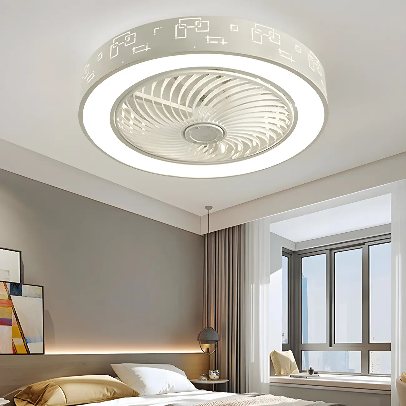 Kids Room Stylish Pink/White LED Ceiling Fan with Light Image - 2 | homeyfad