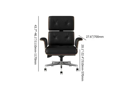 Black Wooden Adjustable Height Swivel Upholstered Desk Chair Home Office Image - 22