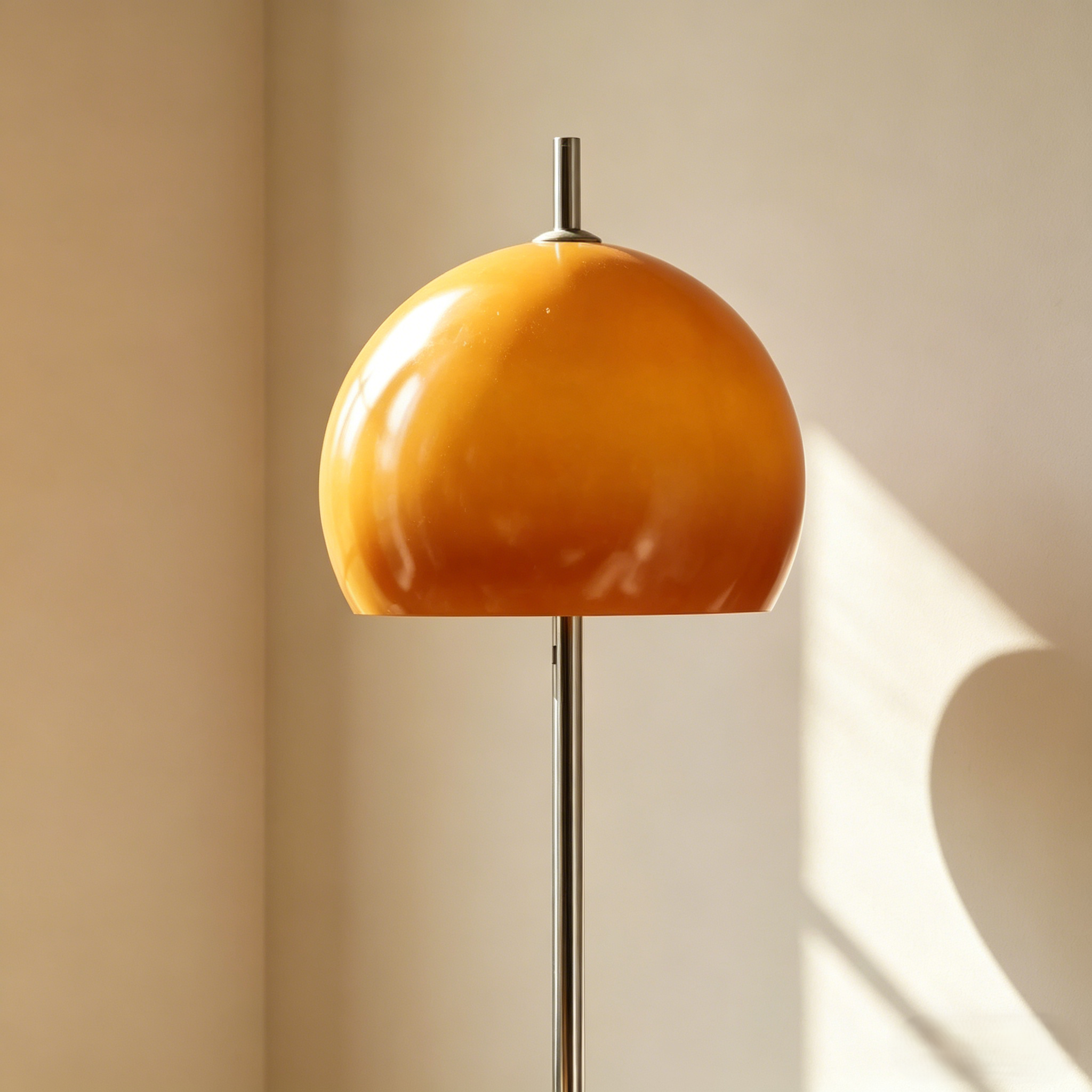 Contemporary Stand Up Floor Lamp with Amber Orange Glass Dome | homeyfad