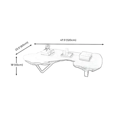Geometric Modern Red Wood Top Steel Base Coffee Table Image - 9
