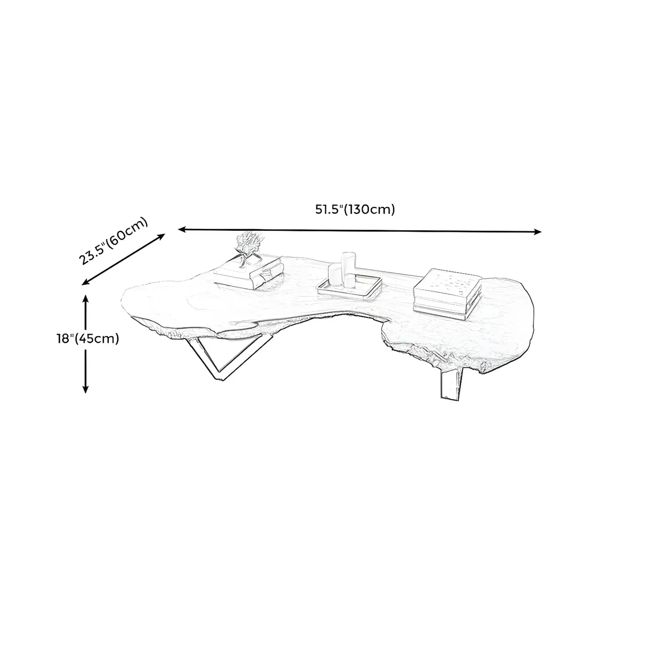 Geometric Modern Red Wood Top Steel Base Coffee Table Image - 10 | homeyfad