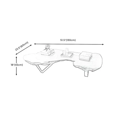 Geometric Modern Red Wood Top Steel Base Coffee Table Image - 10