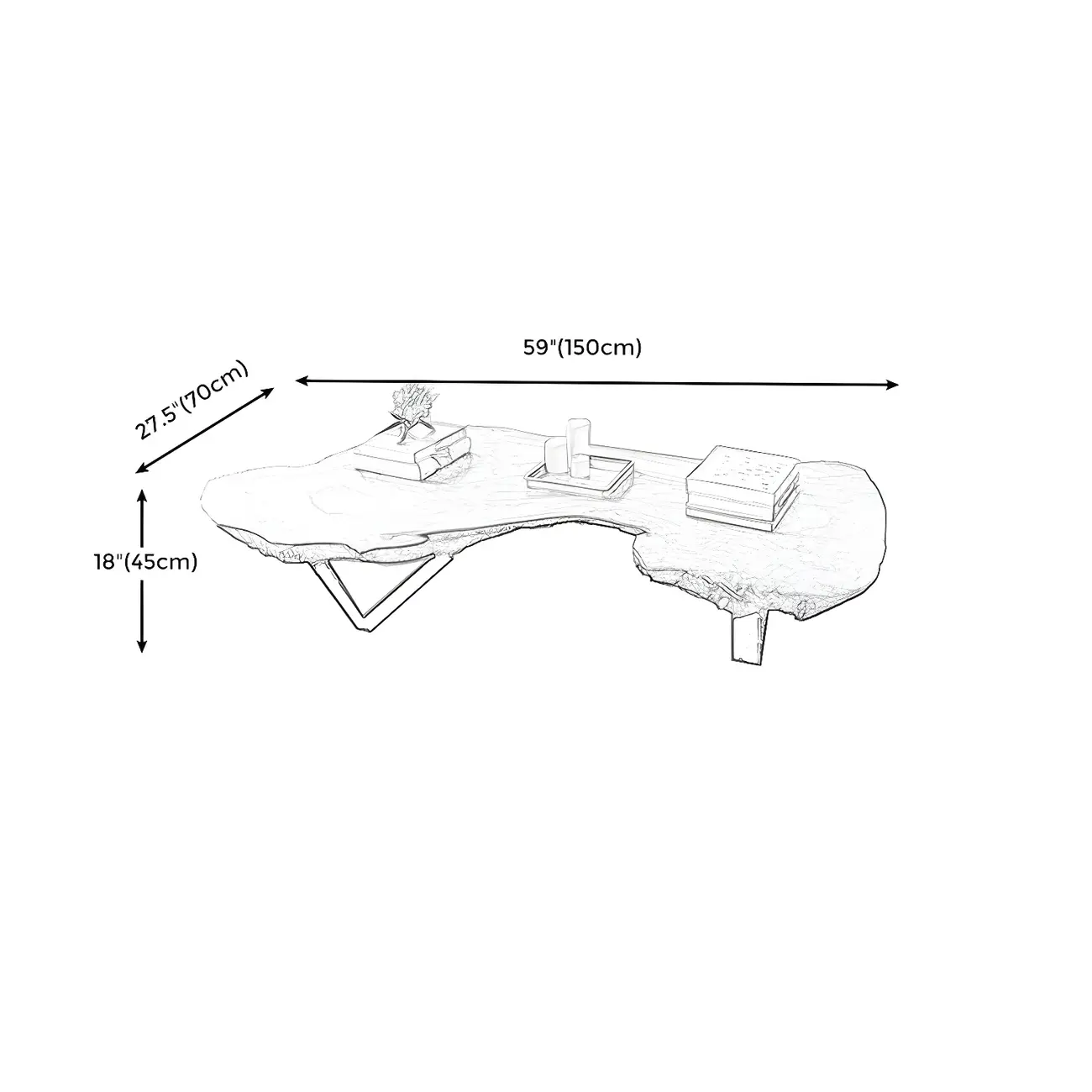 Geometric Modern Red Wood Top Steel Base Coffee Table Image - 12 | homeyfad