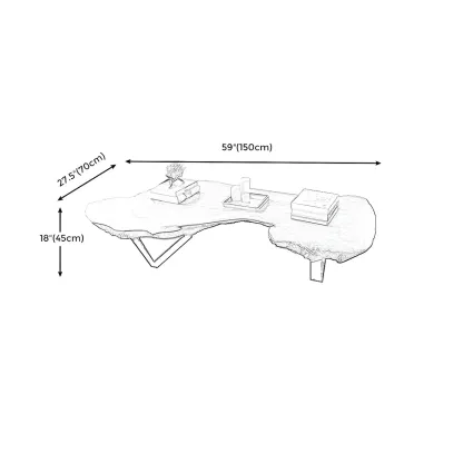 Geometric Modern Red Wood Top Steel Base Coffee Table Image - 12