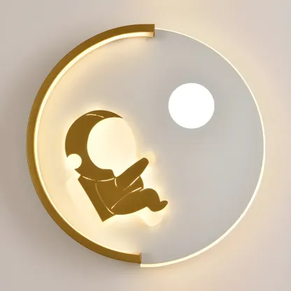Circular LED Wall Sconce with Cartoon Pattern for kids Bedroom