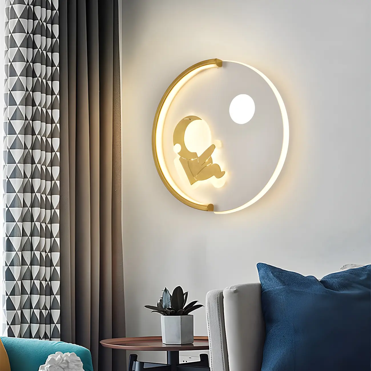 Circular LED Wall Sconce with Cartoon Pattern for kids Bedroom | homeyfad