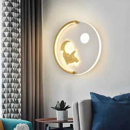 Circular LED Wall Sconce with Cartoon Pattern for kids Bedroom