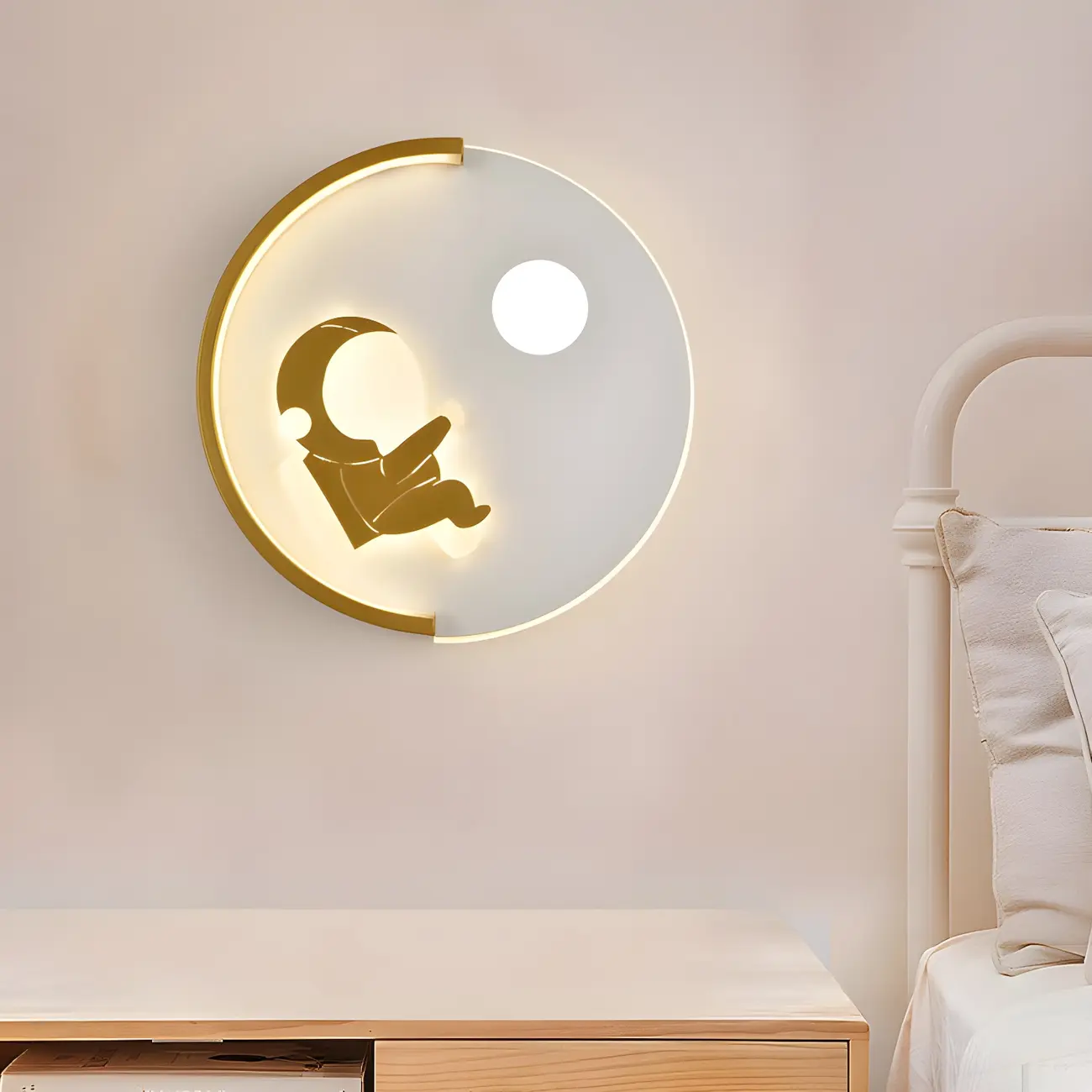Circular LED Wall Sconce with Cartoon Pattern for kids Bedroom | homeyfad