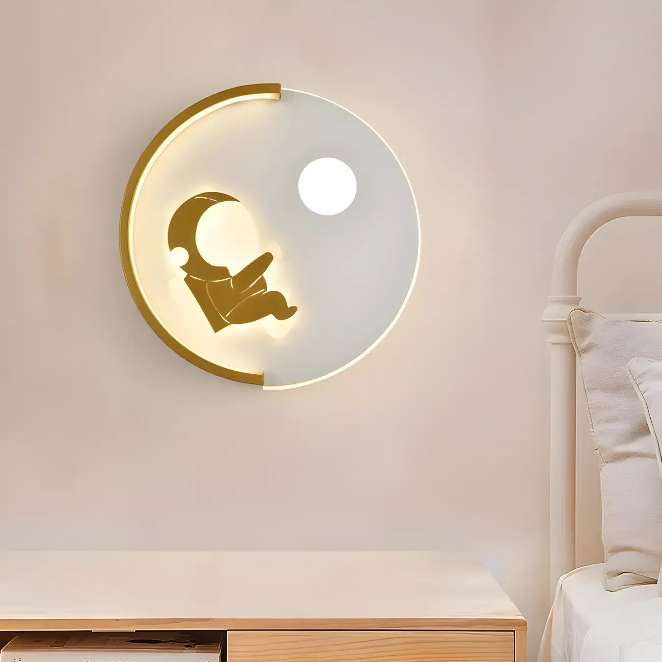 Circular LED Wall Sconce with Cartoon Pattern for kids Bedroom
