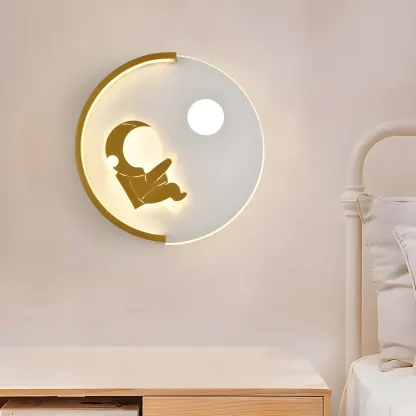 Circular LED Wall Sconce with Cartoon Pattern for kids Bedroom
