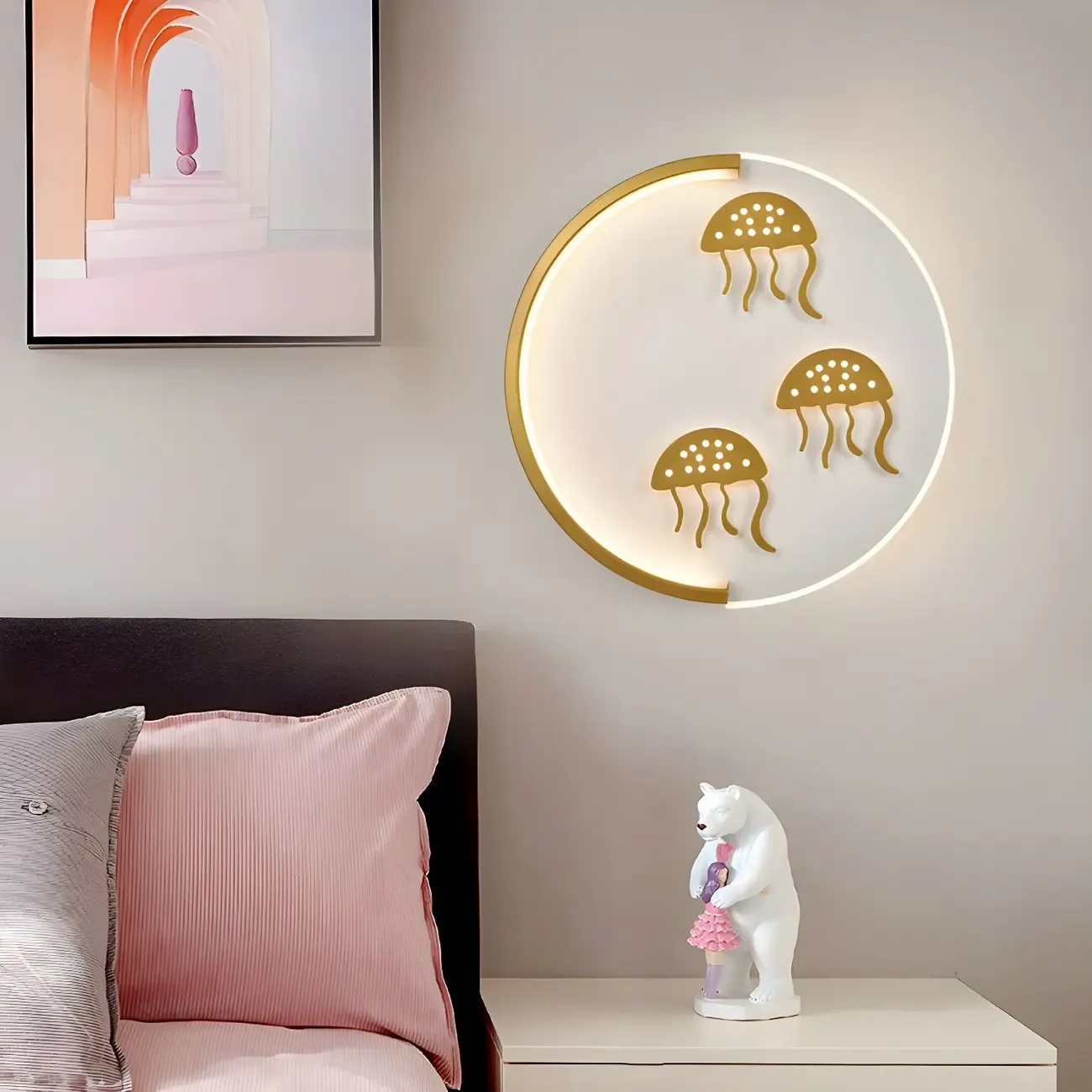 Circular LED Wall Sconce with Cartoon Pattern for kids Bedroom