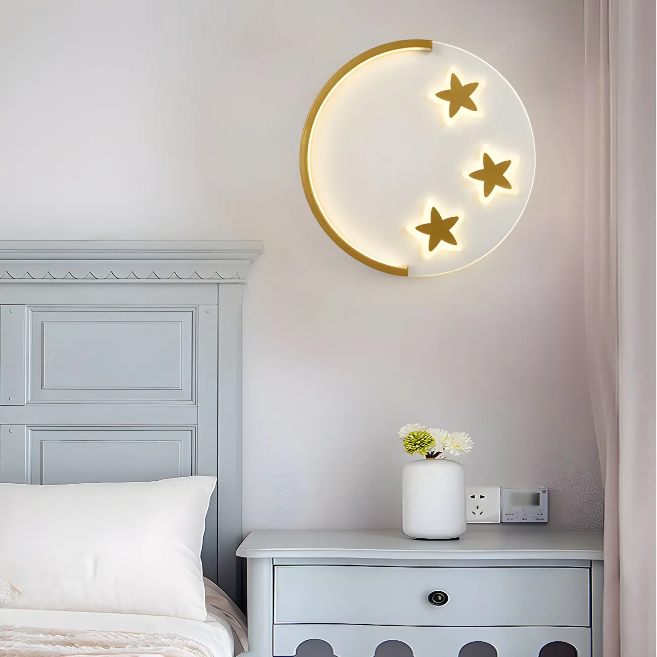Circular LED Wall Sconce with Cartoon Pattern for kids Bedroom | homeyfad